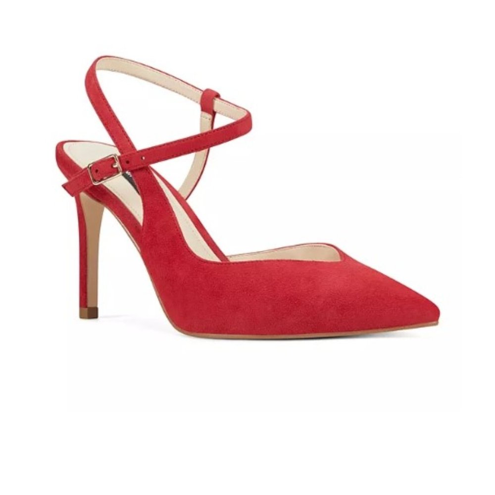 Nine West Elisa Red Suede Slingback Pumps 11M Heel New